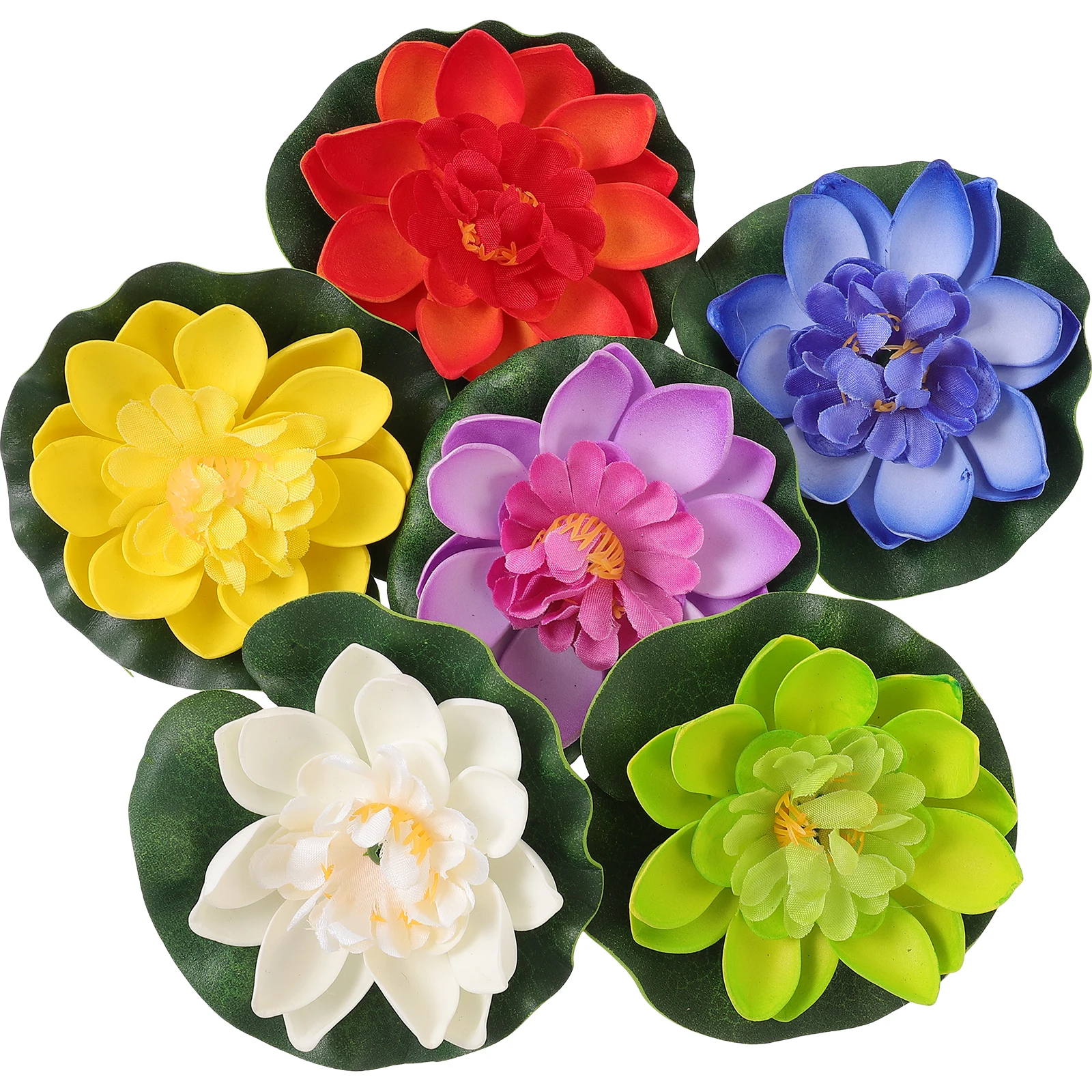 

6 Pcs Artificial Lotus Floating Decor Durable Plastic Simulation Flowers for Pond Aquarium Tank Garden Pool Fountains Water Lily