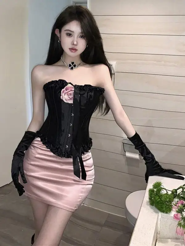 

Сексуальный комплект из топа-бюстье на одно плечо с открытой спиной и облегающей юбки Pure Desire Sweet And Spicy Girl, летняя мода