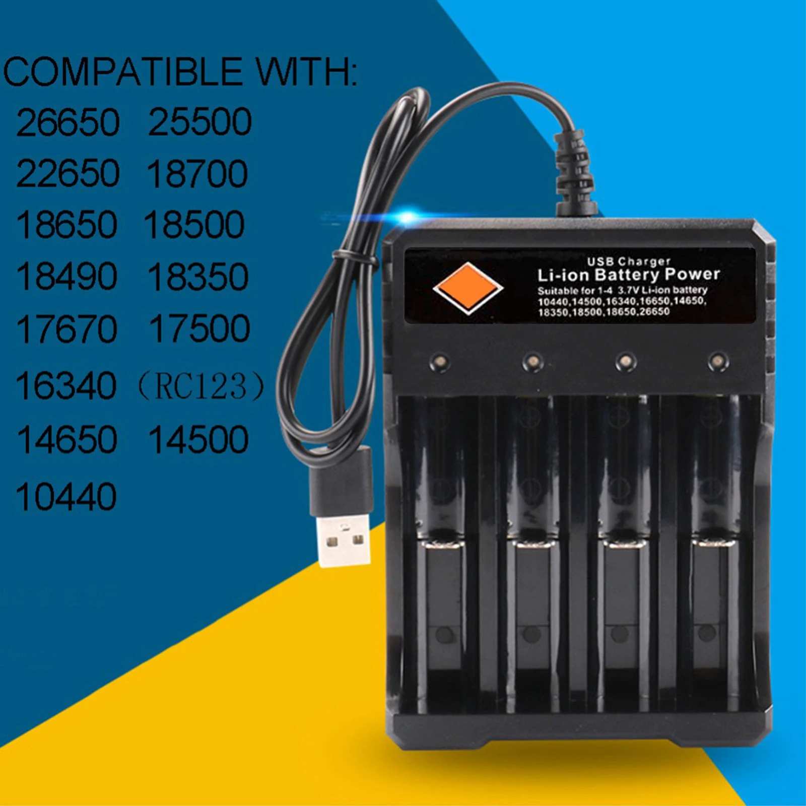 Usb 18650 Batterij Oplader Zwart 4 Slots Ac 110V 220V Dual Voor 18650 Opladen 3.7V Oplaadbare Lithium batterij
