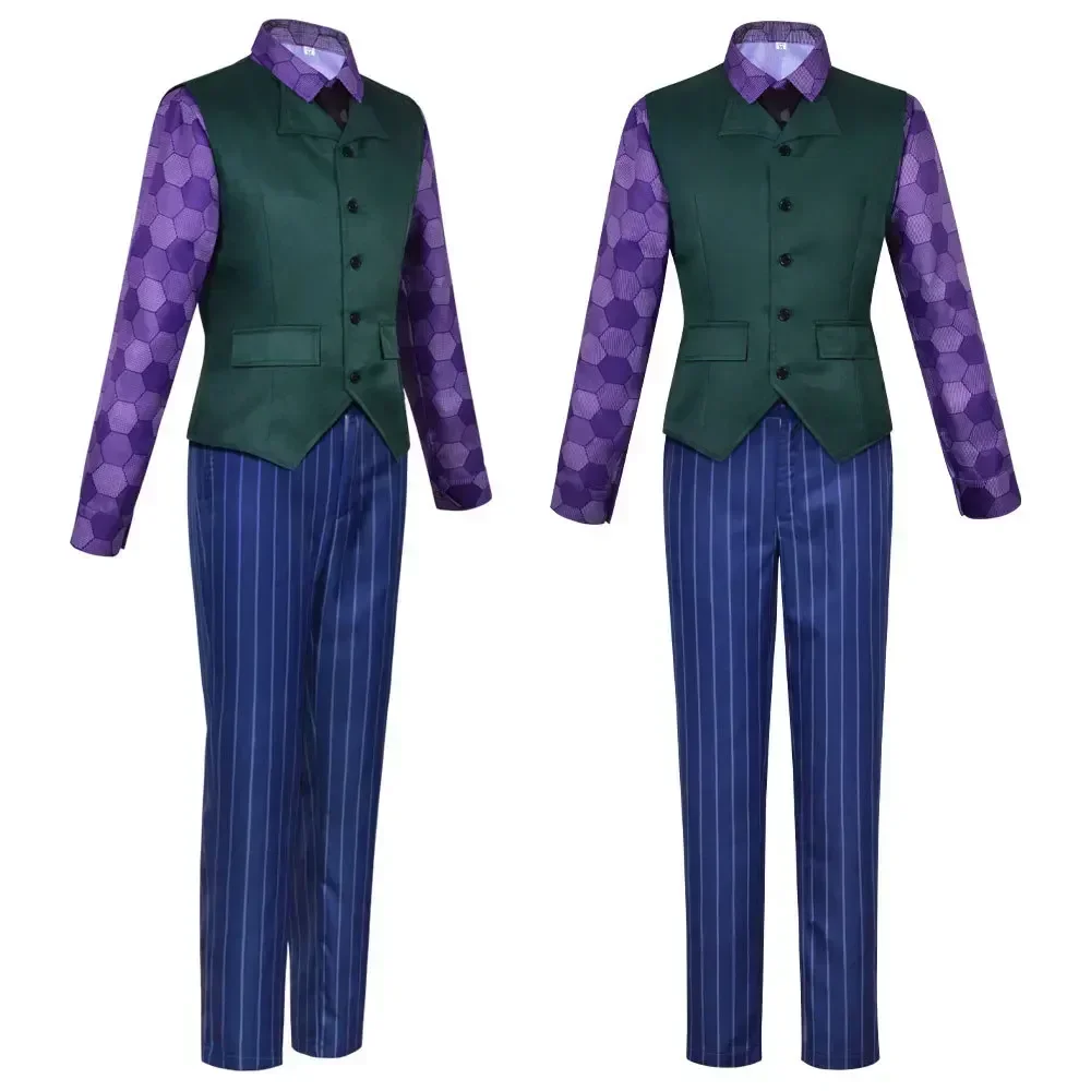 Knight Joker Cosplay Purple Jacket Uniform for Adult Costumes Clown Heath Ledger Suit Dress Up Party