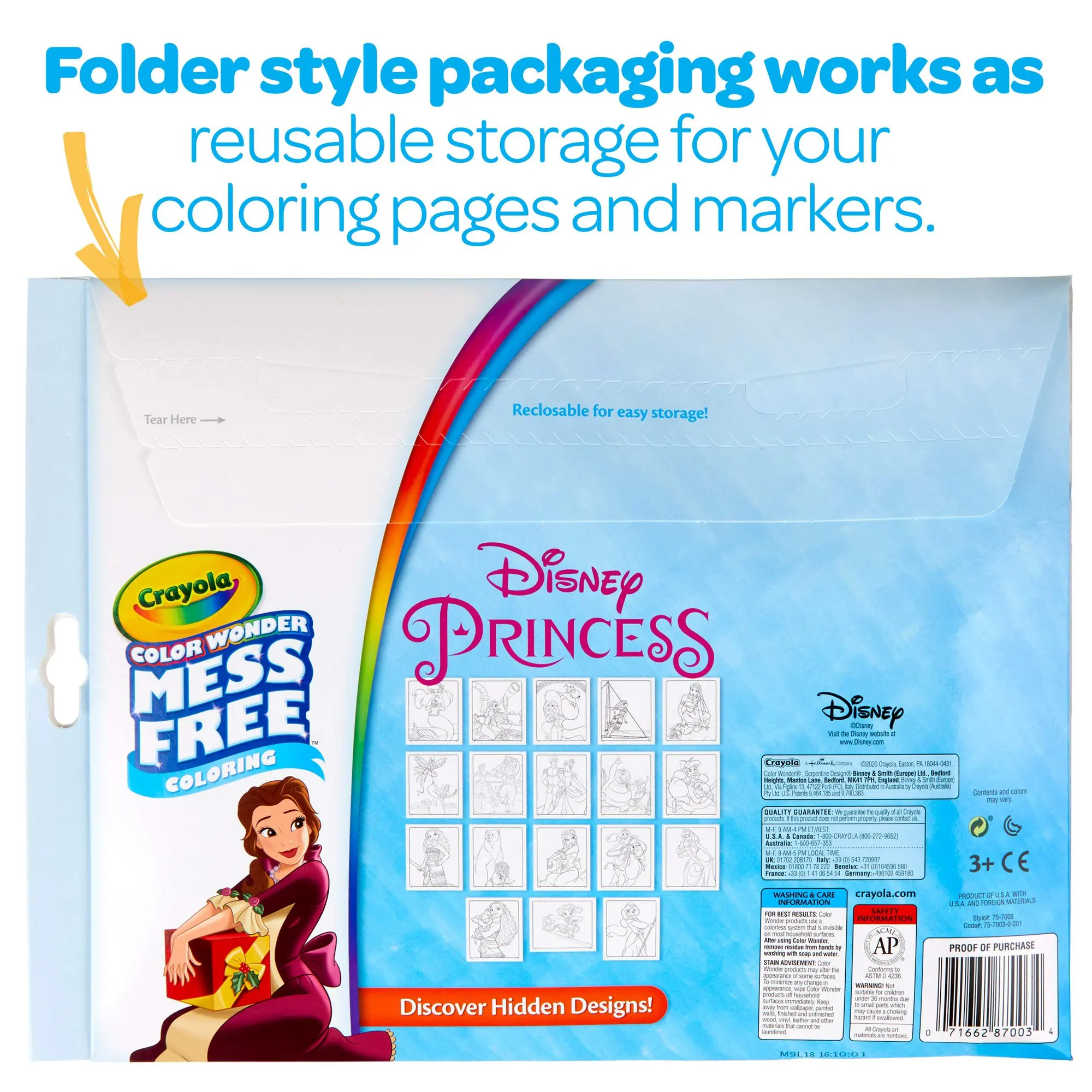 Crayola Wonder Disney Princess Pages Mess Free Coloring, Gift for Kids, Age 3, 4, 5, 6