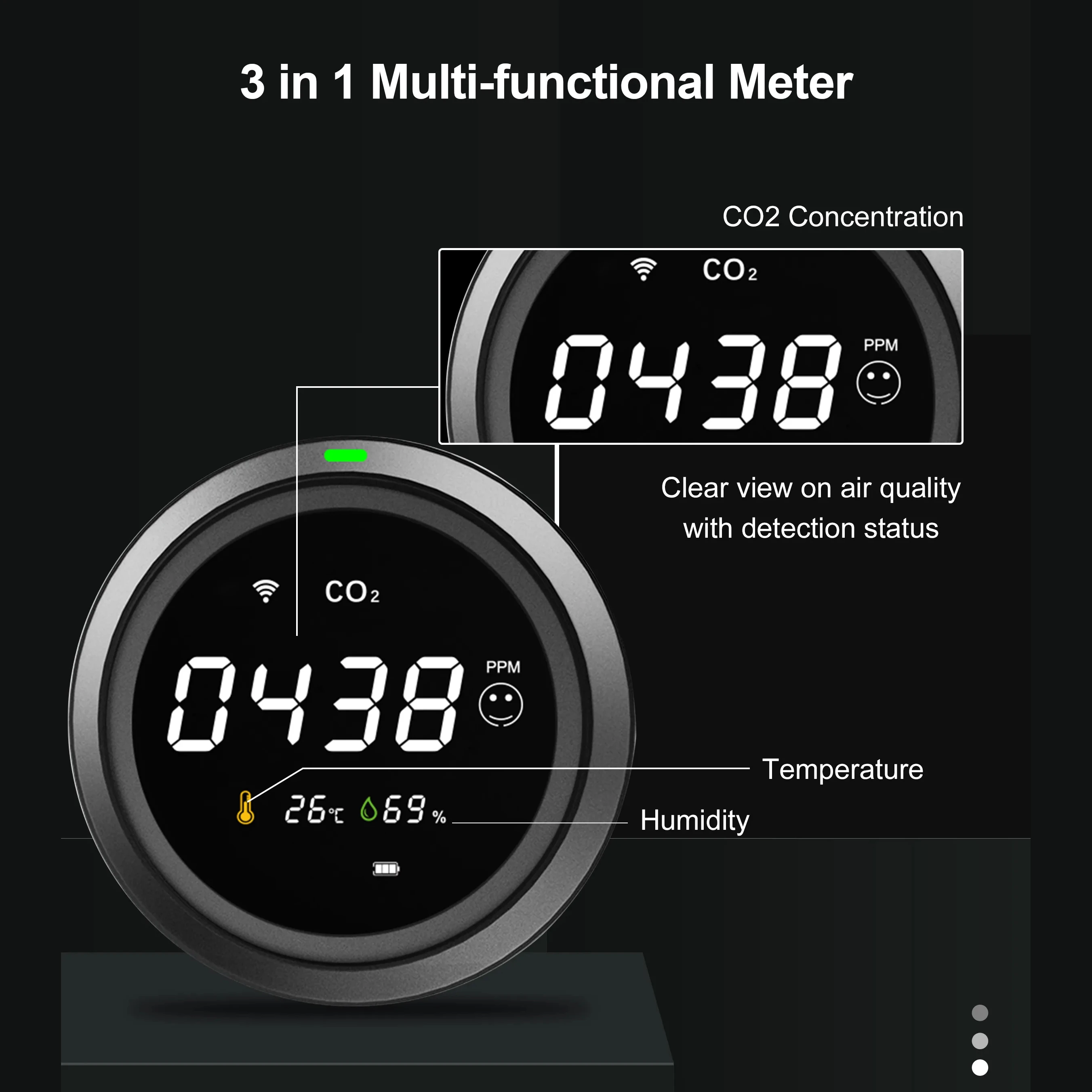 

CO2 testing instrument portable air quality monitoring NDIR sensor data carbon dioxide detection instrument 370-10000PPM