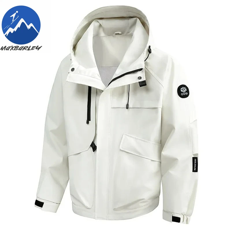 Maxbarley Mens Casual Jacket  Autumn New Trend Camping Windproof Coat Outdoor Hiking Travel Hooded Long Sleeve Windbreaker