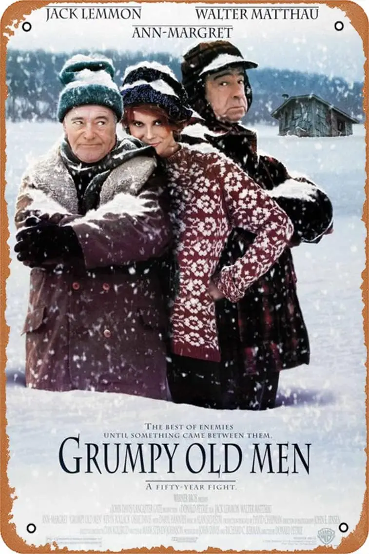 Grumpy Old Men The best of enemies until something came between them. A fifty-year fight. 1993 Vintage Metal Tin Sign 12 x  sign
