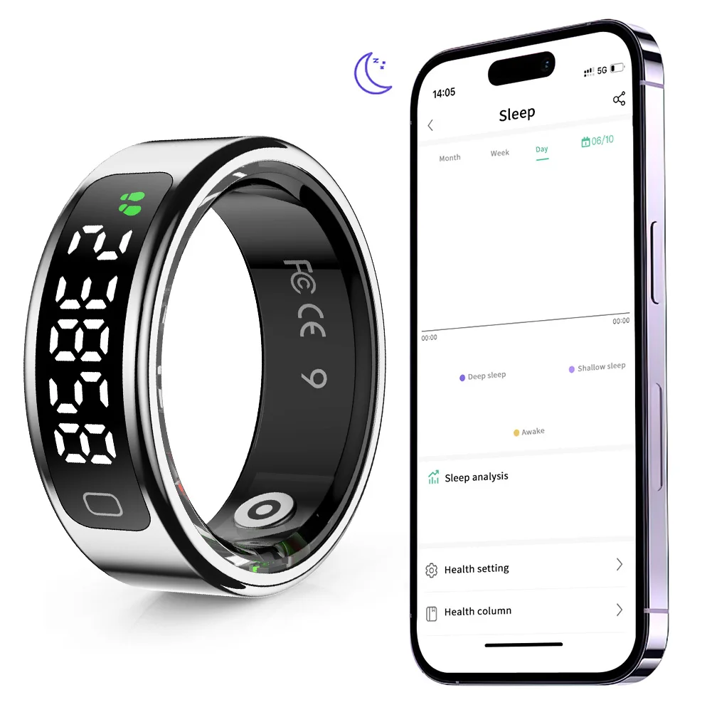 

Smart Ring Health Tracker with Heart Rate Blood Oxygen Sleep Monitoring Fitness Tracker Ring Health Monitor for Women&Men