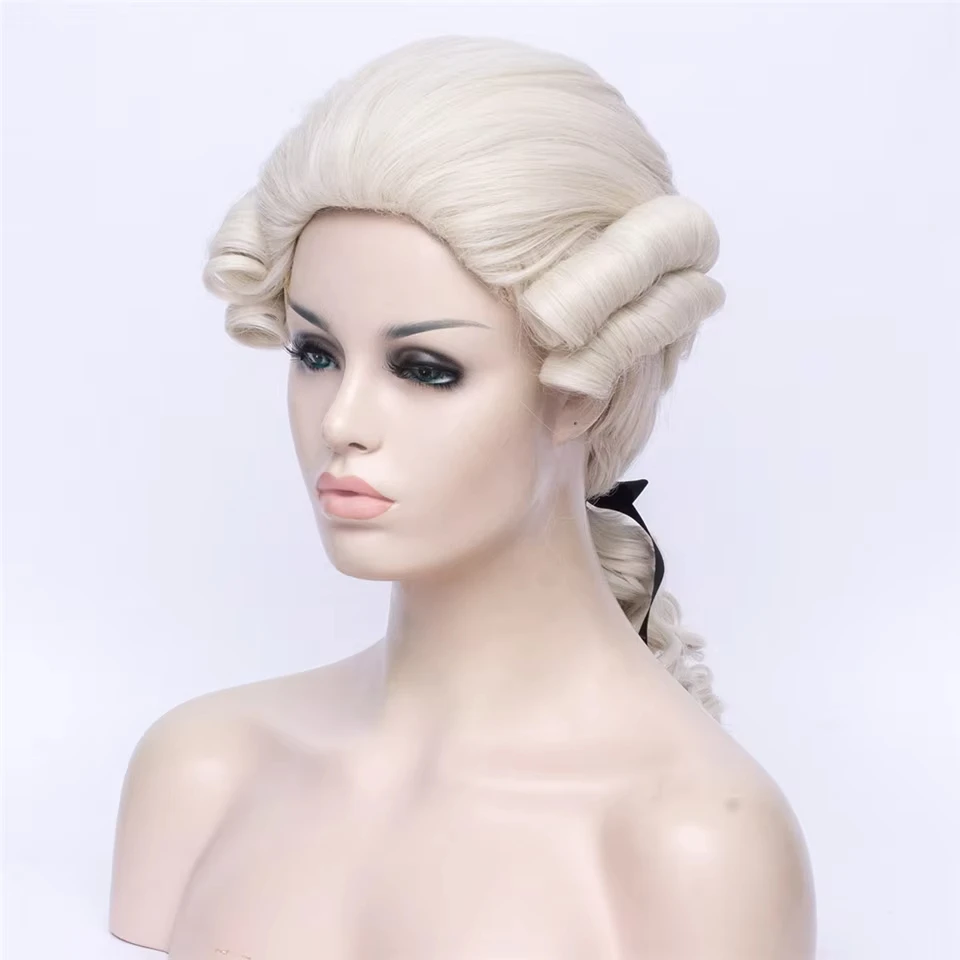 Parrucca da avvocato Gaka Judge Parrucche ricci per capelli intrecciati biondo chiaro Parrucche sintetiche per cosplay per donne o uomini