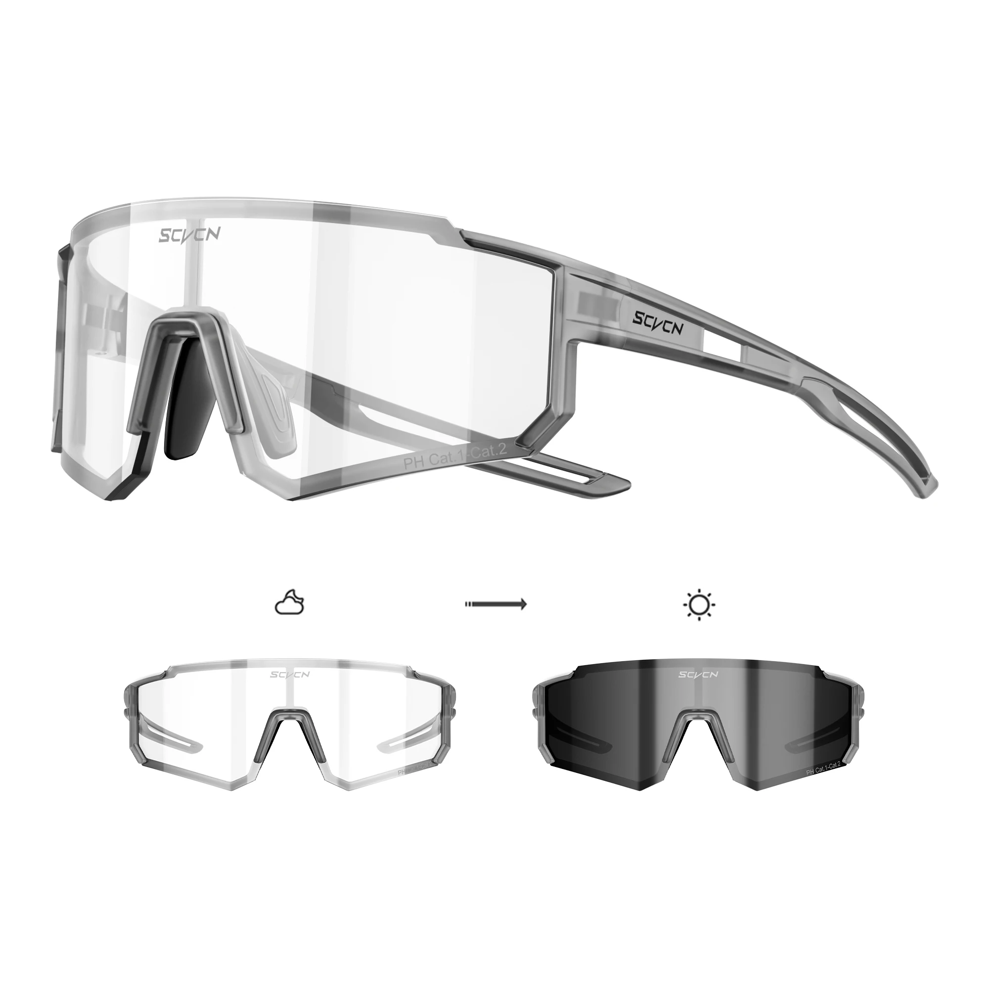 SCVCN Men UV400 Outdoor Sport Cycling Sunglasses Night Riding Glasses Travel Camping Women MTB Bike Cycling Eyewear Ultralight