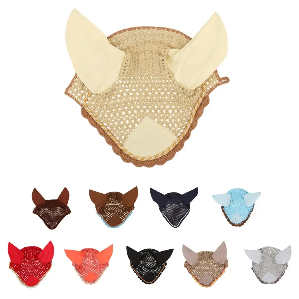 Bonnet Crochet Horse Fly, Filet d'oreille en coton respirant, Capuche, Équipement pour cheval, Divers documents Duarable