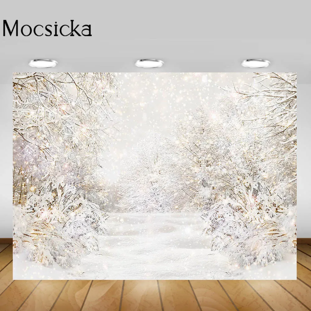 

Mocsicka Winter Forest Background Snow Wonderland Winter Landscape Photography Backdrop Studio Photo Booth Photocall Shoot Props