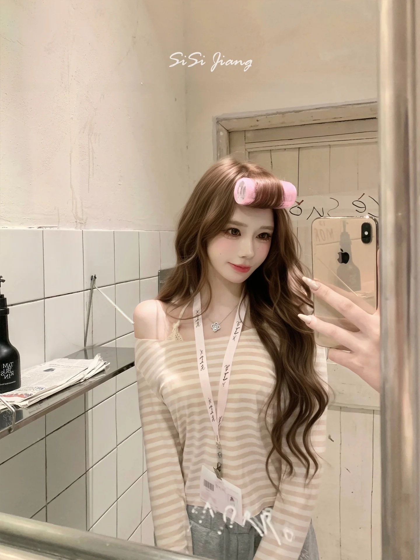 

Комплект SISI JIANG Pure Desire: нежный повседневный полосатый топ и расклешенные длинные брюки, весенний модный комплект для женщин с длинными рукавами и круглым вырезом