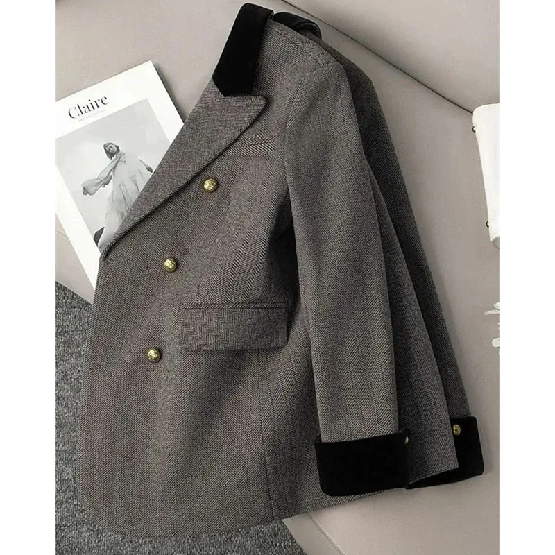 Korean Femme Design Sense Patchwork Blazer Coat Spring Autumn Ladies Fashion Casual Suit Jacket Women Large Size 4XL Top Outwear