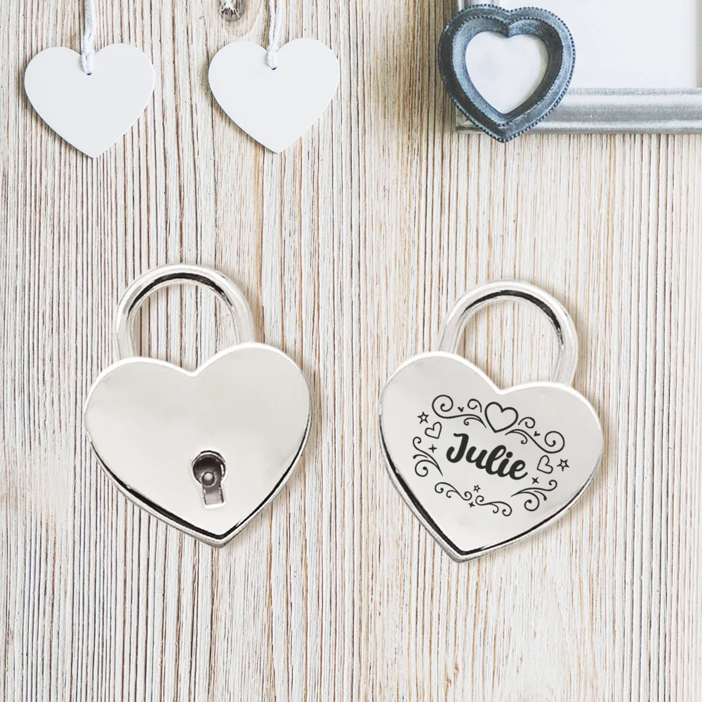 1PC Romantic Custom Text Anti-Theft Padlock Valentines Anniversary Day Gifts