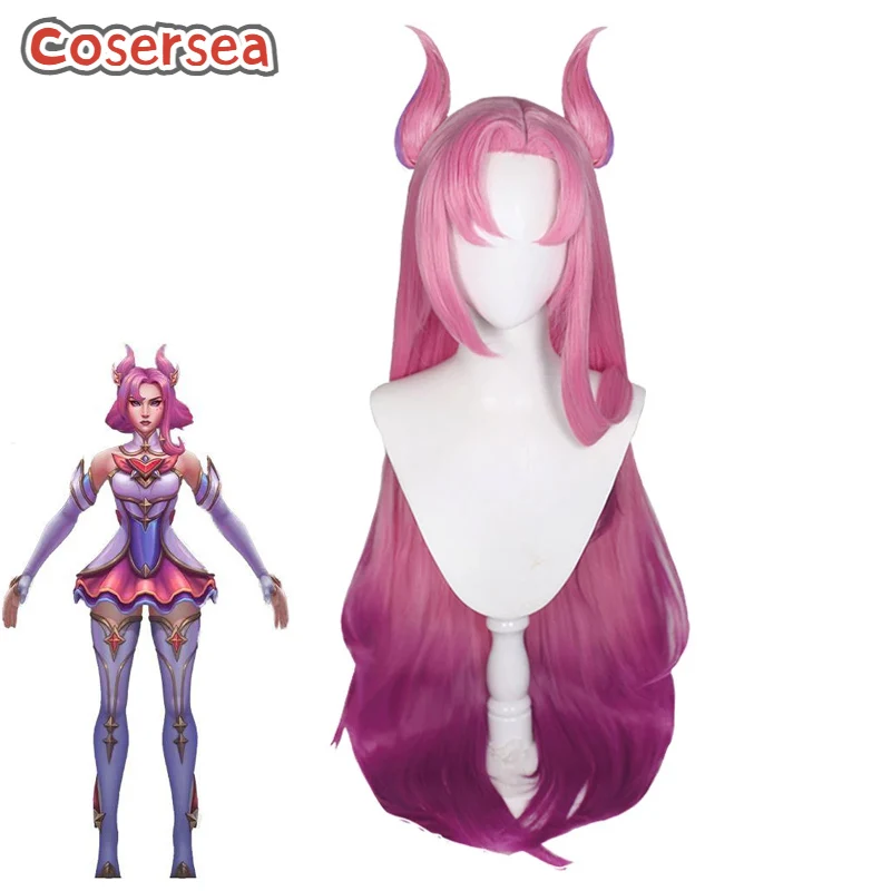 

Cosersea LOL Star Guardian Kaisa Cosplay Wig Women 100cm Long Pink Gradient Color Party Perucas Synthetic Hair Heat Resistant