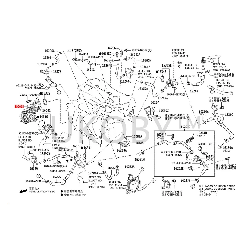 1603225010 To yo ta  Camry  Asian Dragon  RAV4 Rongfang  Vetlanda  Inlet housing assembly with water pump