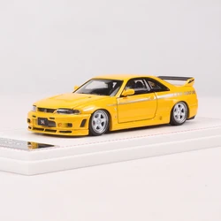 Focal Horizon 1/64 Nismo GT-R 400R R33, modelo de coche de aleación amarilla, puede abrir el capó