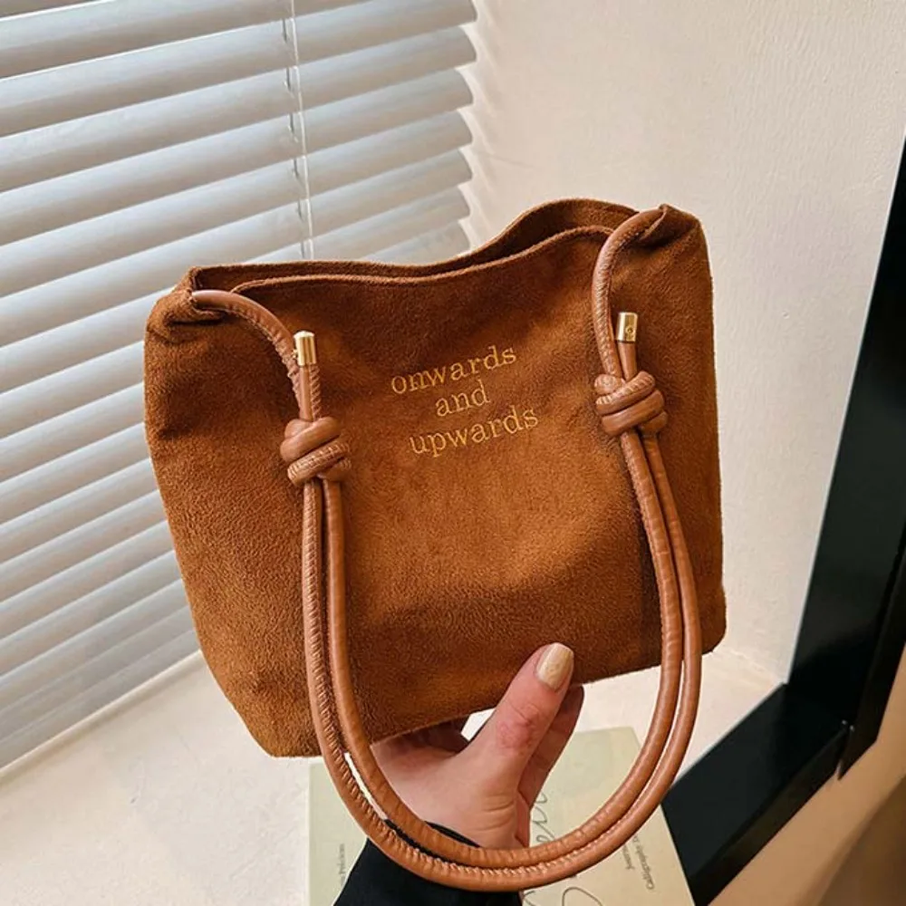 Bolsa de camurça de grande capacidade feminina com fivela magnética, letra versátil, bolsa PU de veludo, bolsa retrô fosco, inverno