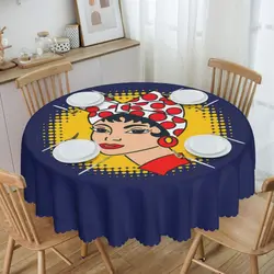 Venezuela Arepa I Eat Arepas Traditional Food 7 Stars Tablecloth Round Oilproof VZLA Table Cover Cloth for Dining Room 60 inch