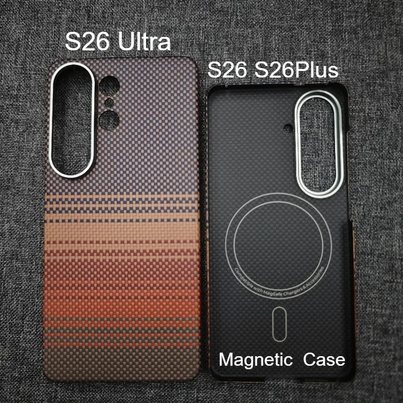 

Magnetic Carbon Fiber Case For Samsung Galaxy S26 Ultra Magsafe Case Aramid Fiber Cover for Galaxy S26/S26 Plus Case