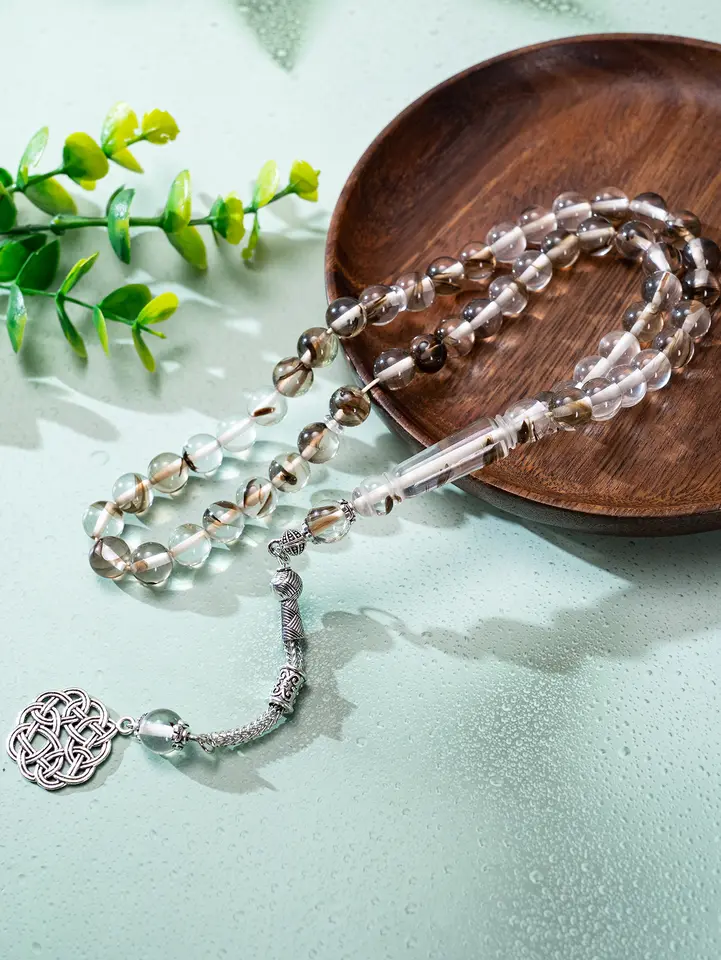 1pc 51 transparent vertical eye beads bracelet with Islamic pattern pendant, eye amulet, suitable for daily prayer Tasbīḥ - 6