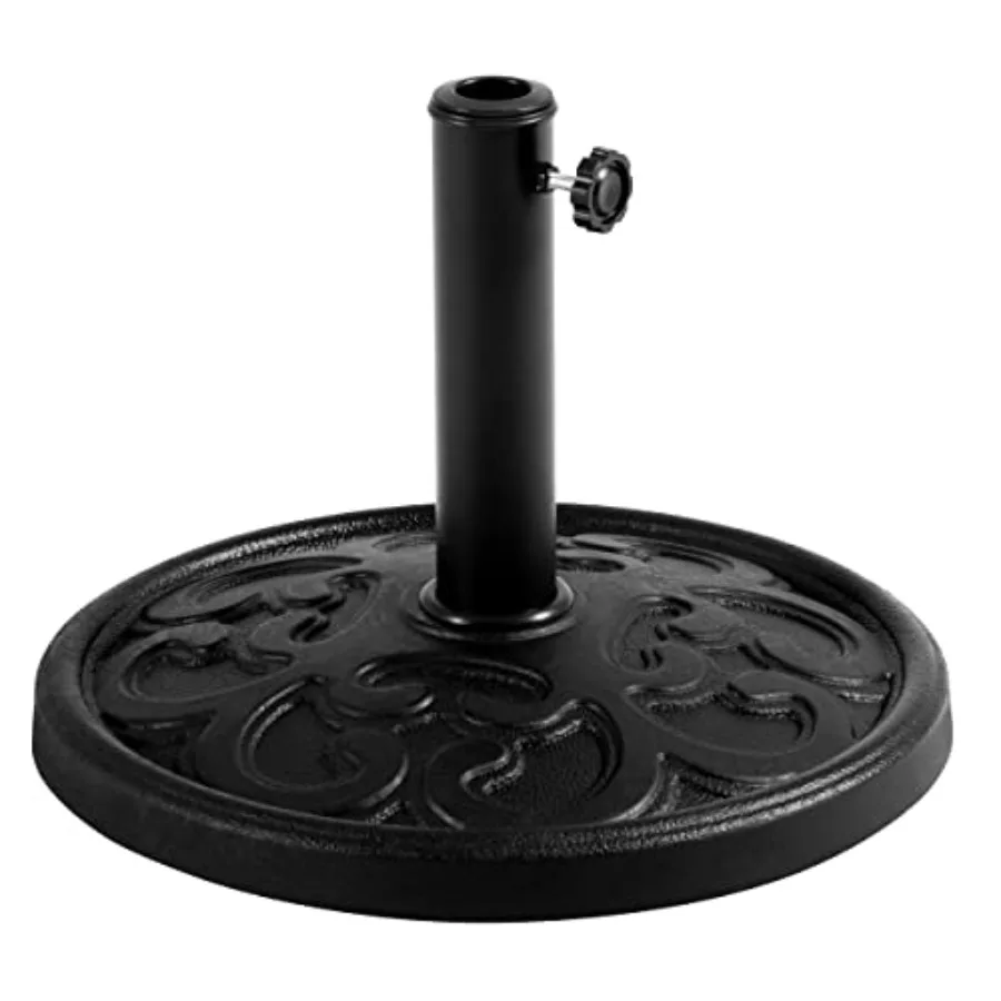 

22lbs Umbrella Base 17.5'' Patio Market Umbrella Stand Iron Umbrella Holder for Garden Beach Deck Lawn - Black