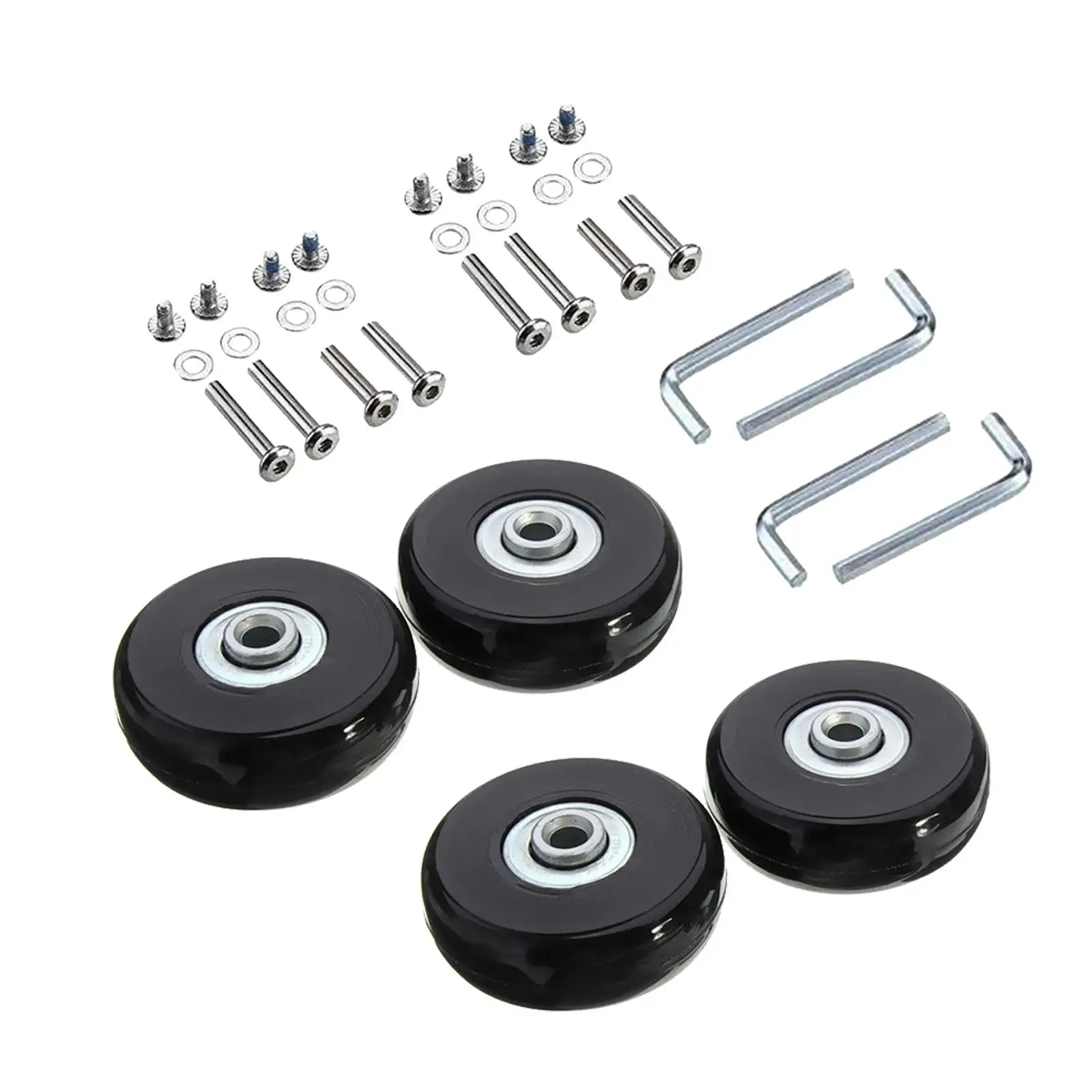 Universal Swivel Caster Wheels for Suitcase Luggage Rubber Replacement Parts with Wrench Bolts Screws Washers for Travel Case