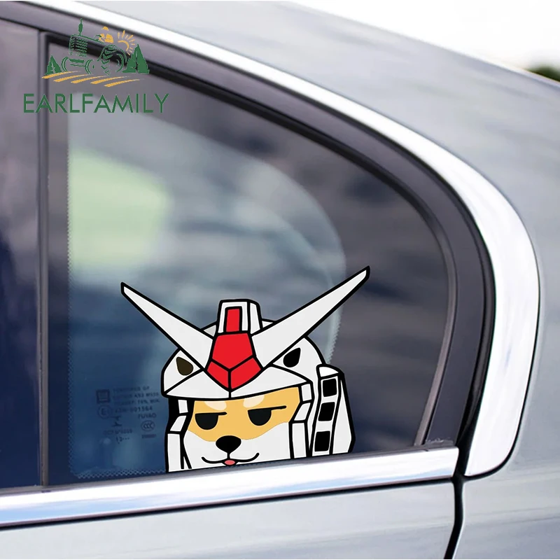 

EARLFAMILY Funny GUNDAMSHIBA Dog Peek Car Sticker Chibi Big Head PEEKING Decal JDM Rear Glass Window Graffiti Peeker Decoration