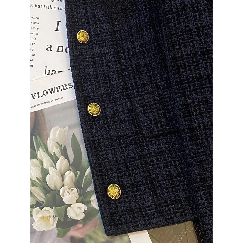 

Ladies Short Coat 2026 New Spring Autumn Navy Blue Temperament Suit Women's Jacket Korean Version Casual Outerwear Female Tops