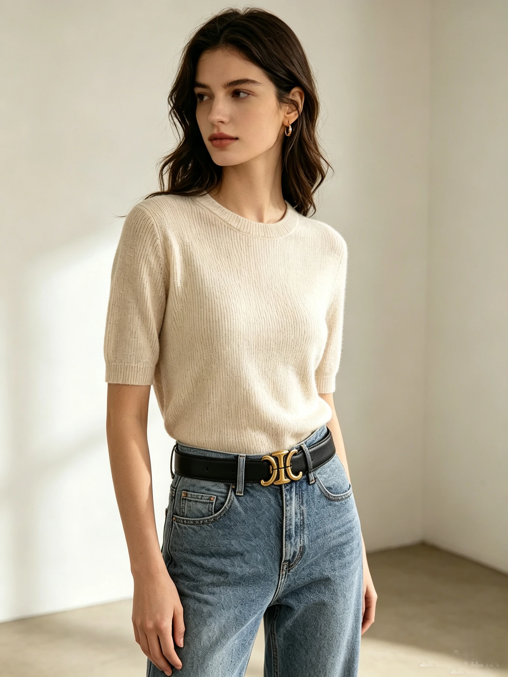 Damen Echtleder Schmaler Gürtel Vintage Goldschnalle Dekor Taillengürtel Mode-Accessoire für Jeans, Hosen, Kleider – Detail 8