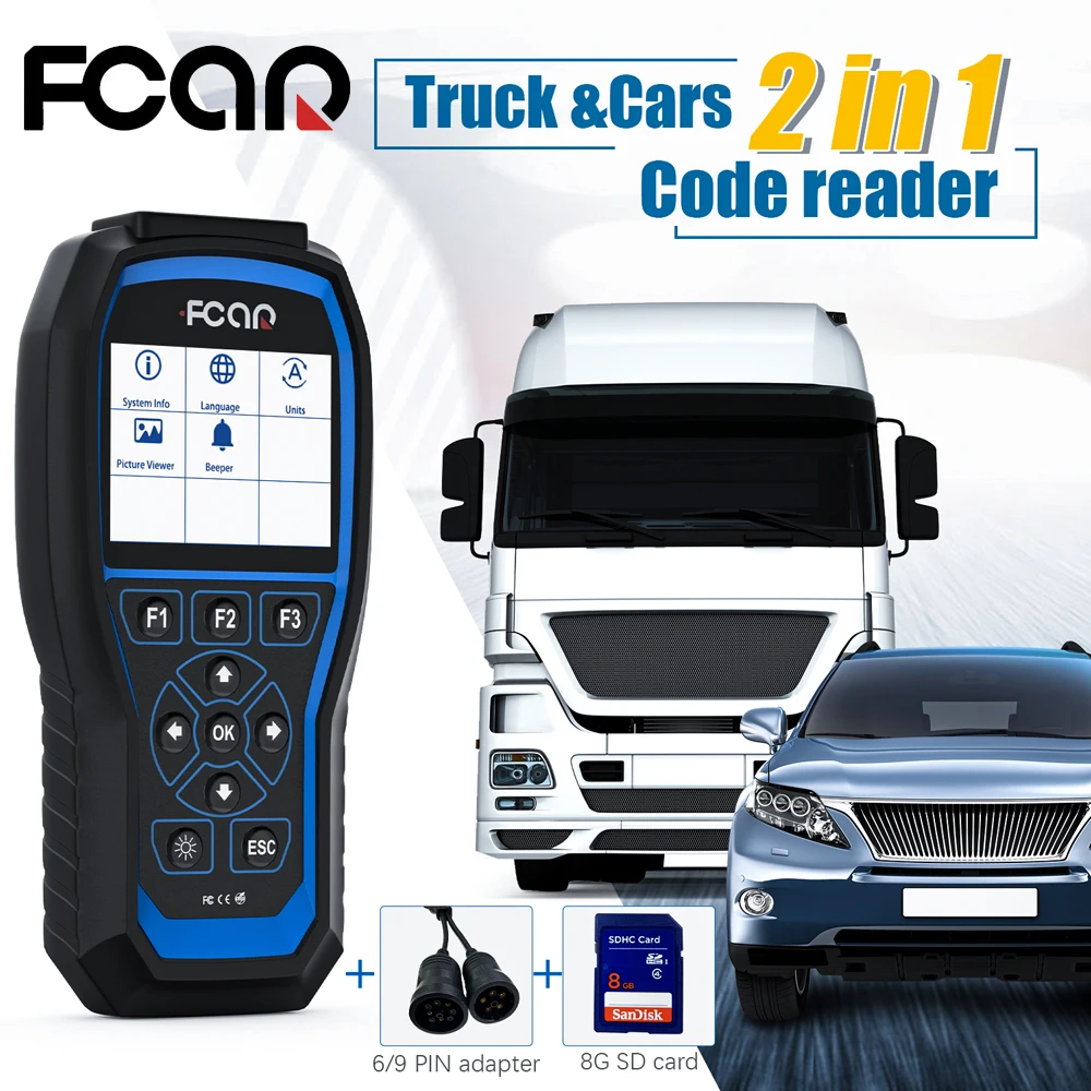 FCAR F506 OBD2 Automotive Scanner for Truck Car Diagnostic Tool Full System Heavy Duty Truck Diesel Code Reader Free Update