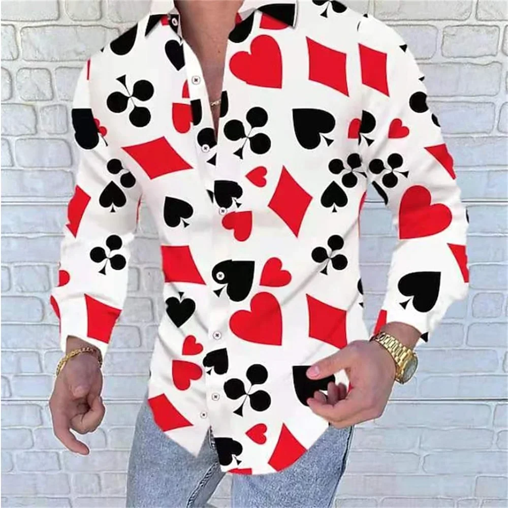 New Collage Print Clothing Design Punk And Gothic Men's Shirt Graphic T-Shirt Tartan Stand Collar Casual Golf Shirt Long Sleeve