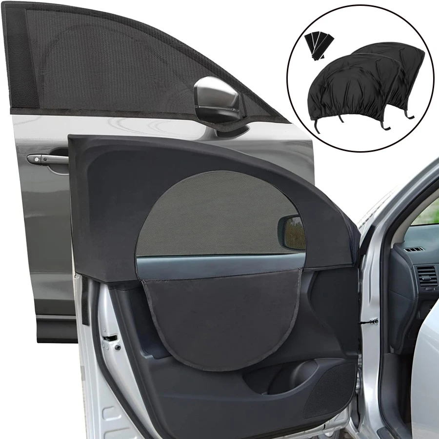 

2pcs Car Curtains With 4pcs Tape Car Sunshade Curtain Zipper Style Interior Parts Sun Visors Parts Car Accessories