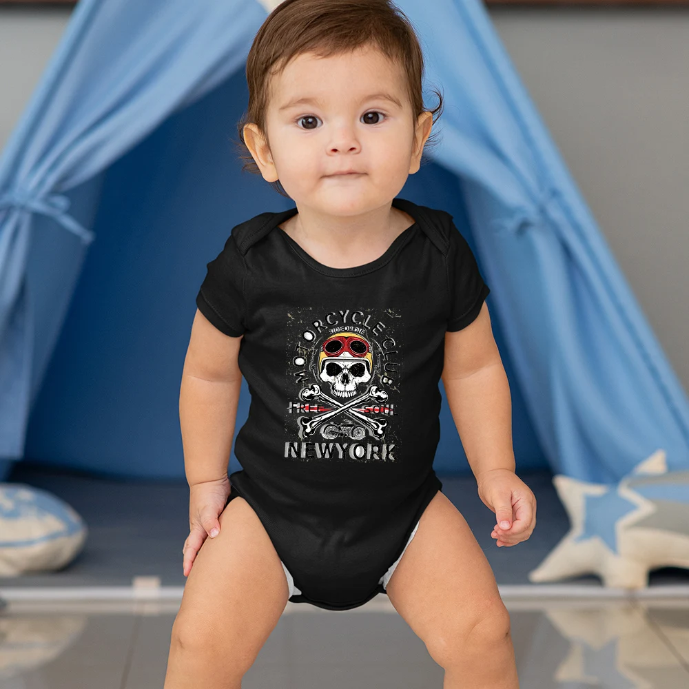 Motorcycle Club Punk Harajuku Toddler Baby Rompers United States Fashion Hipster Streetwear Newborn Clothes Infant Onesies