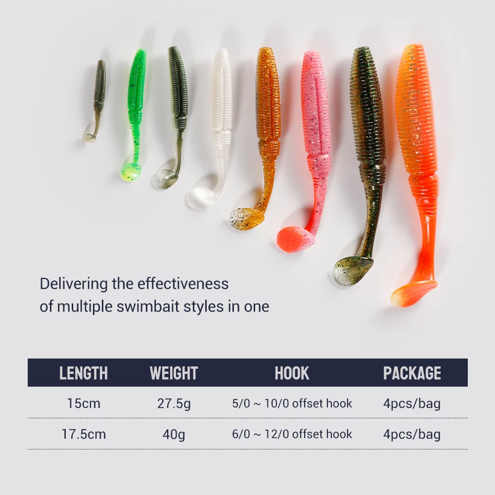 Noeby 3PCS Swimbait Shad Soft Bait 15cm 27.5g 17.5cm 40g Soft Lure Minnow Soft Bait Wobblers Bass Perch Pike Fishing Tackle