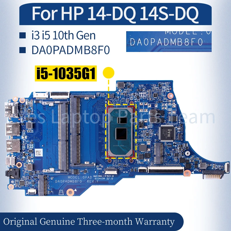 Placa-mãe Portátil para hp Da0padmb8f0 hp 14-dq 14s-dq L10598855 L70915601 L88847-601 L88848-601 i3 i5 10th Gen Notebook