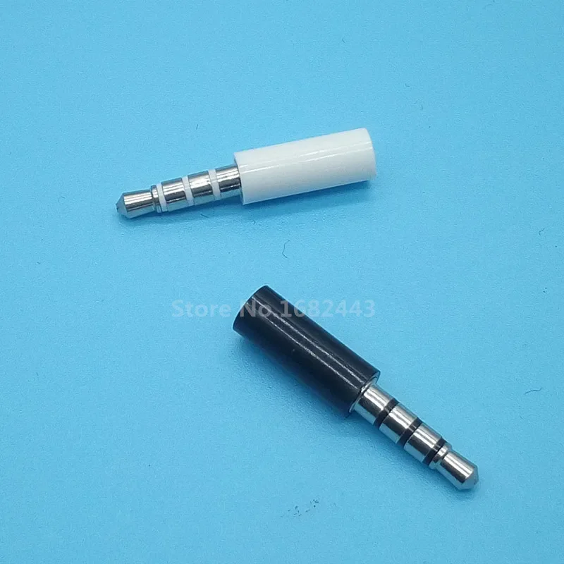 10pcs 3.5mm stereo headset plug jack 4 pole 3.5 audio plug Jack Adaptor connector for iphone white and black