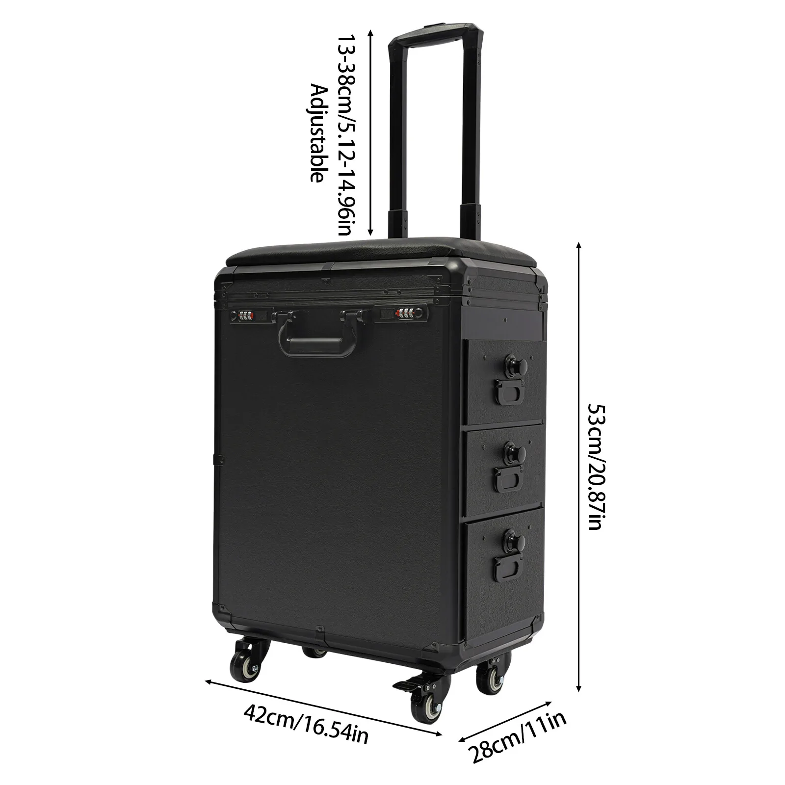Rolling Makeup Case with Combination Lock Makeup Case 20kg Load with 4 Universal Wheels view 3