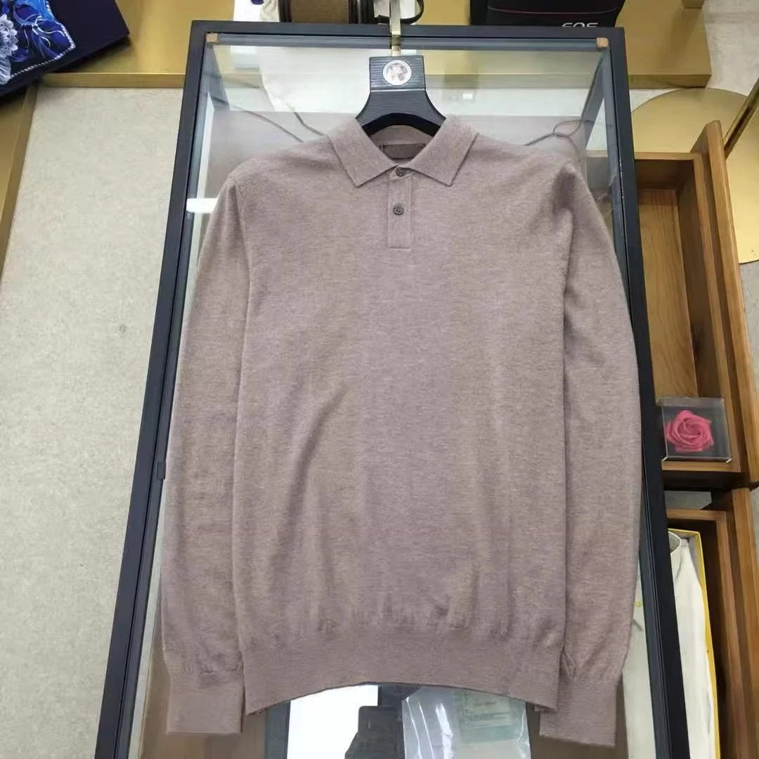 

LP итальянский повседневный вязаный свитер с лацканами, мужская деловая рубашка ПОЛО в стиле старых денег