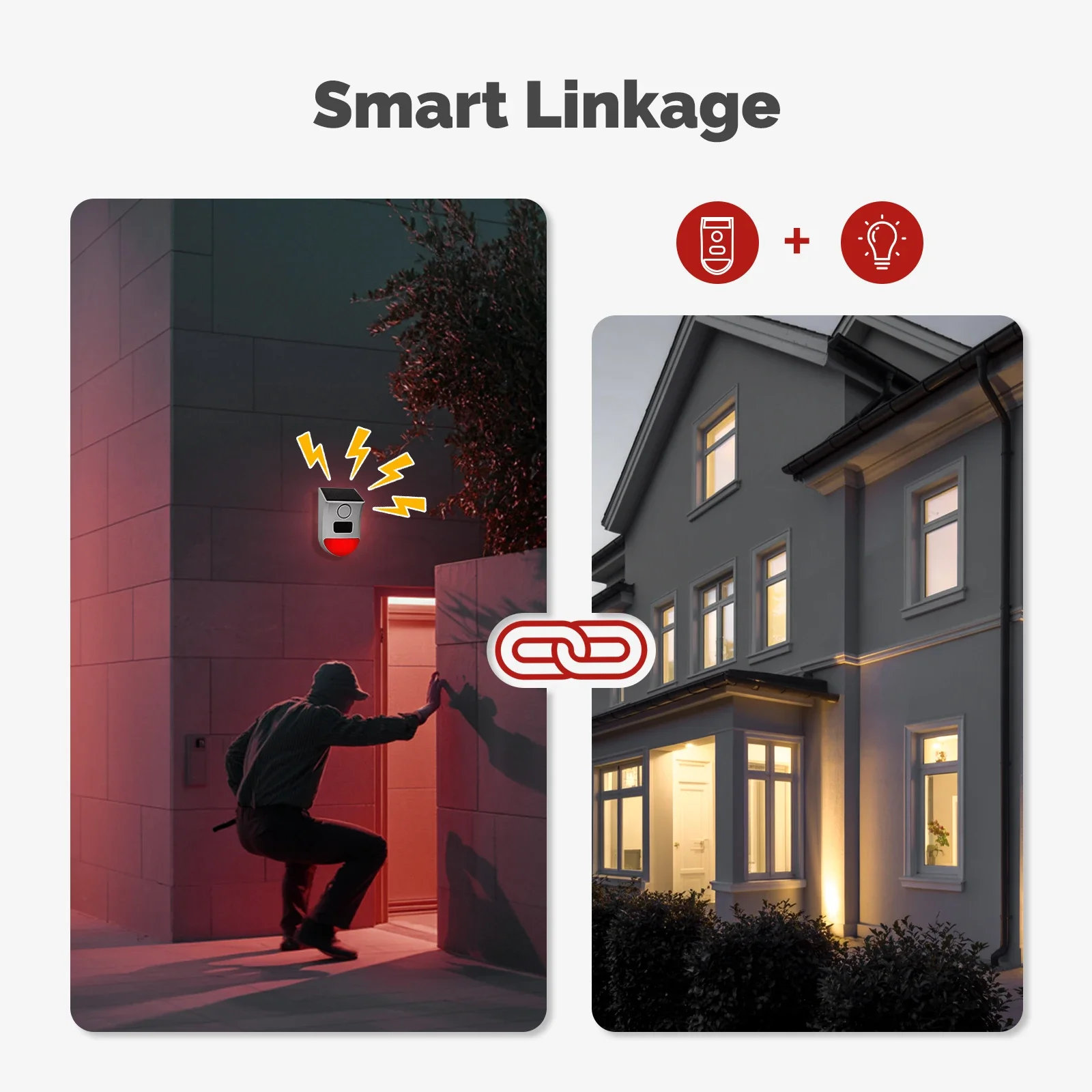 Moes Tuya WiFi Smart Outdoor Solar Powered ​Siren Alarm Light & Sound Alarm PIR Sensor, IP65 Waterproof PIR Motion Detection