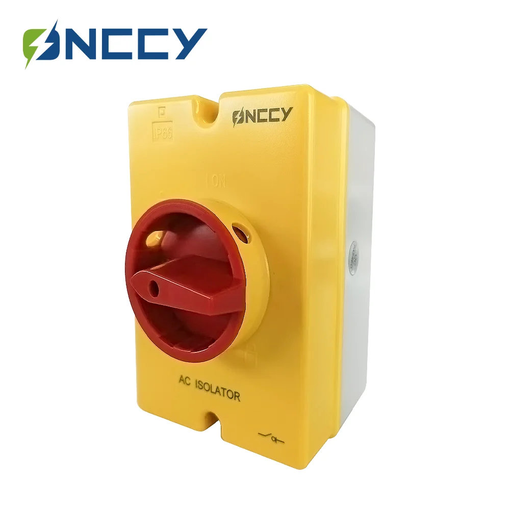 ONCCY AC Isolation Switch,4Pole 690V AC 40A Rotating belt lock, Disconnector Switches For Solar Rotating Handle IP66 Waterproof