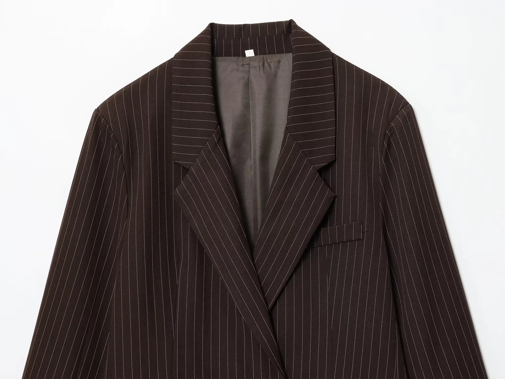 Giacca da donna nuova moda con decorazione tascabile, ampia giacca doppiopetto a righe fini, giacca da donna retrò a maniche lunghe, top chic