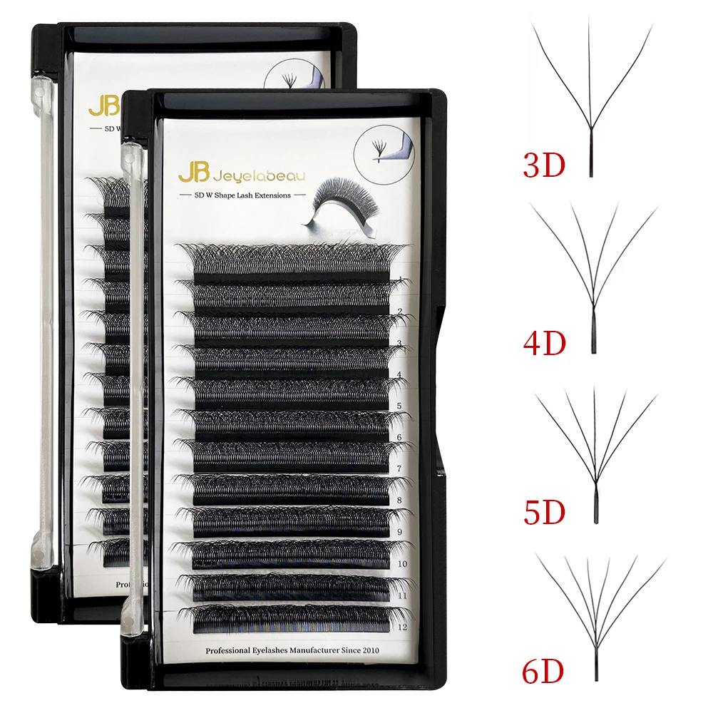 JB Jeyelabeau 3D 4D 5D W Fake Eyelashes Naturally Curl Eyelash Extension Premade Volume Fans Lashes False Eyelashes 6D W Cilia