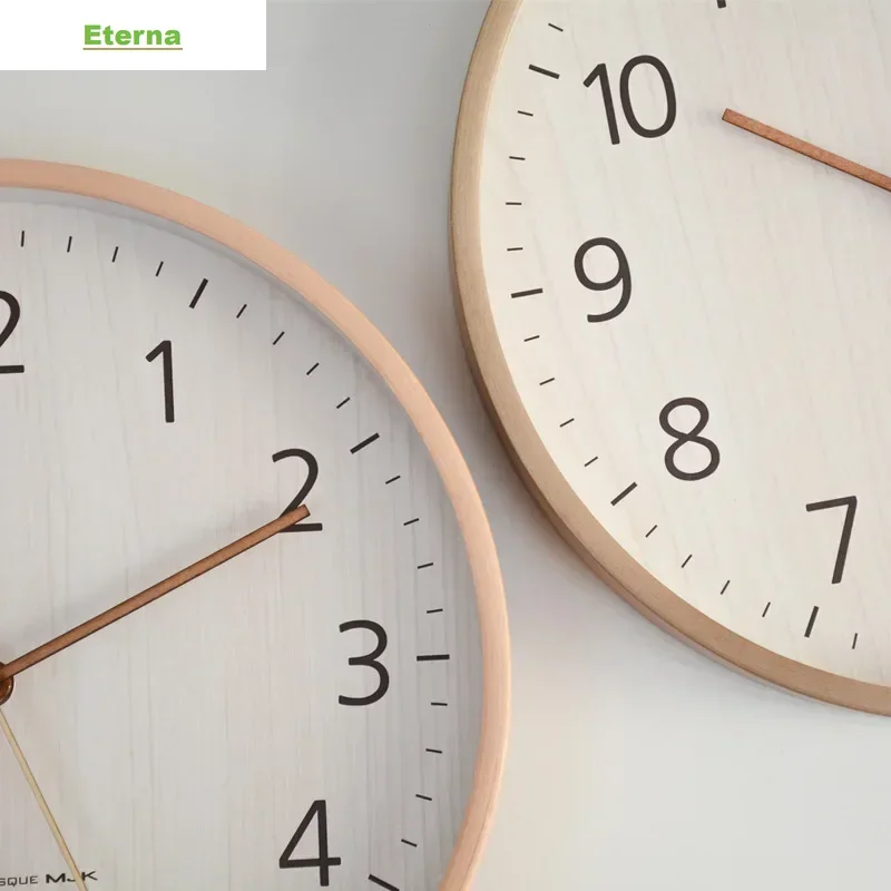 Wooden Modern Minimalist Wall Clock Nordic Silent for Living Room Bedroom Home Decor