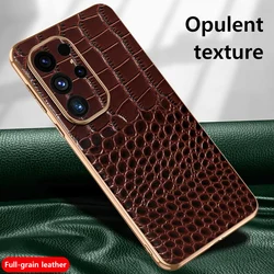 Genuine Cowhide Leather Phone Case for Samsung Galaxy S 25 S24 S23 S25 Ultra S25 Plus S25+ Luxury Back Cover
