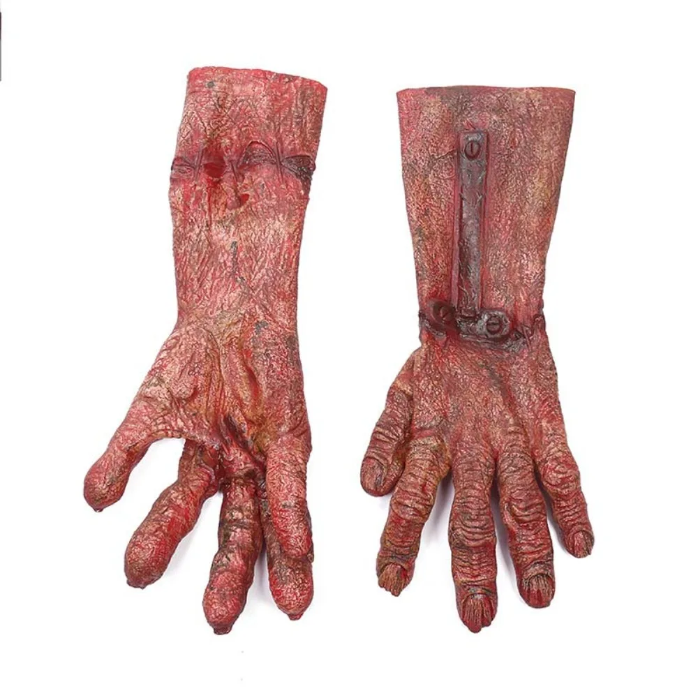 Prank Vinyl Halloween Cosplay Gloves Waterproof Terrifying Werewolf Simulated Gloves Bloody Plush Makeup Party Props Party