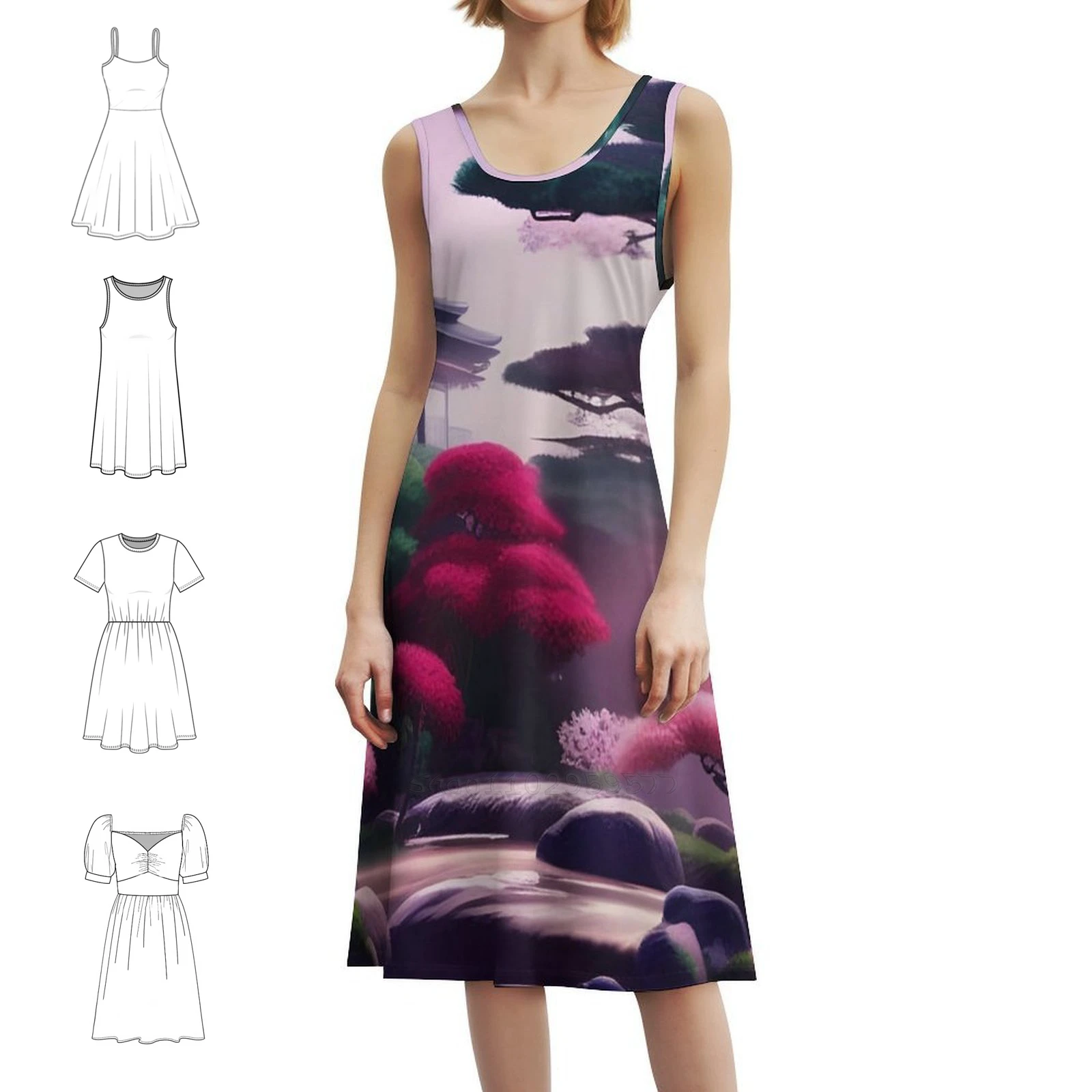 

Фэнтези Дзен Сад! Богемное платье без рукавов для женщин, пляжные вечерние платья с принтом, фэнтези, фэнтези, дзен-сад, дзен-сад