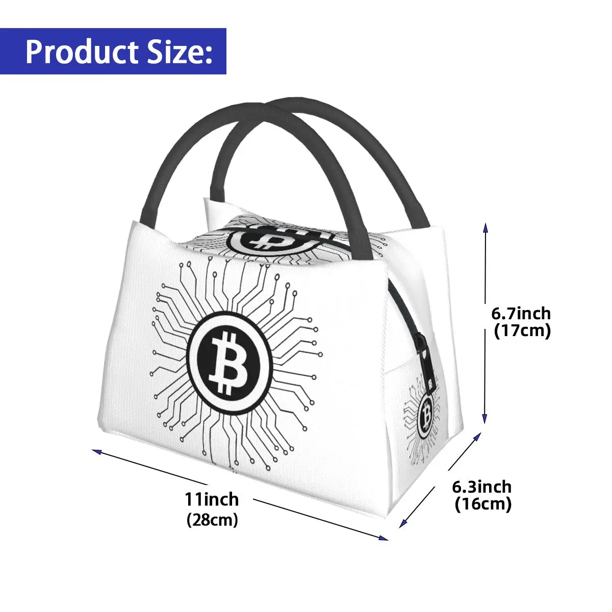 Bitcoin BTC Crypto Currency Insulated Lunch Bag for School Picnic Storage Food Boxes Container Cooler Thermal Lunch Box Tote