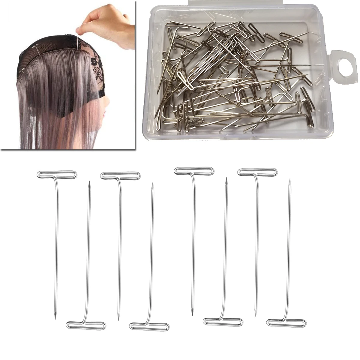 

50pcs 32mm 1Box T Pins Needle Sewing Pins Quilting Pins Blocking Knitting Pins For Knitting Crocheting Needlework