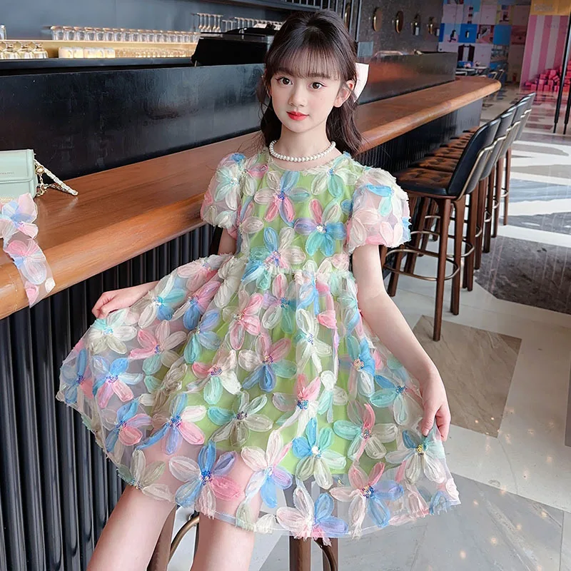 

Kids Girls Princess Robe Vestido Girls' Summer Dress Baby Girls Floral Dress Clothing Teen Girls Birthday Party Dress