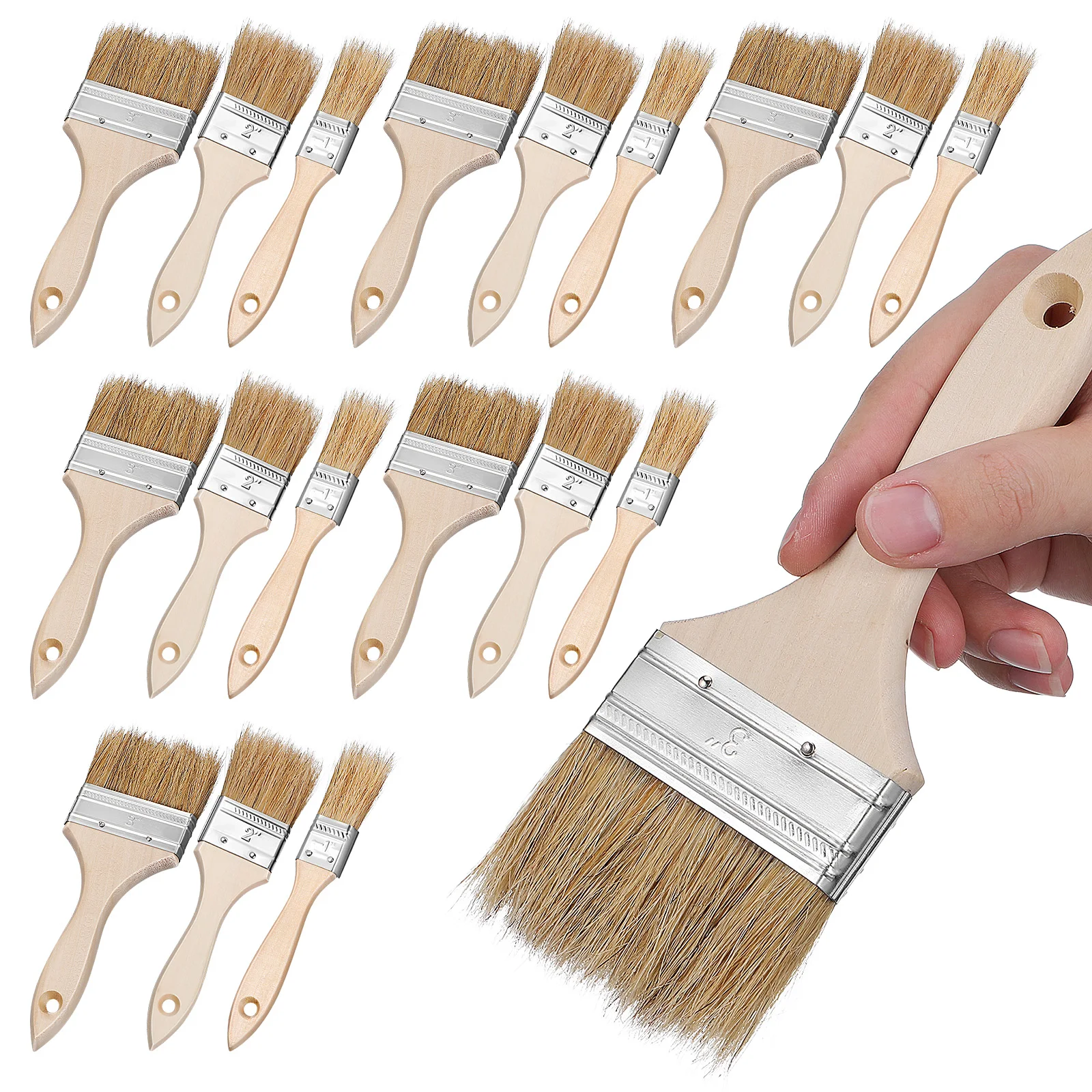 

24 Pcs BBQ Brush Paint Brush Wooden Handle Basting Grilling Pastry Wall Cleaning Oil Painting Brushes Various Sizes Durable