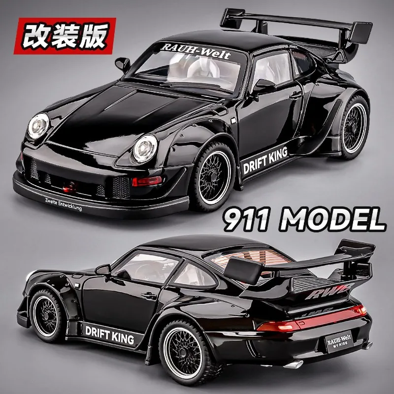 

1:32 Porsche 911 RWB Widebody Alloy Diecast Model, Modified Sports Car with Rear Wing for Hobby Display & Collection